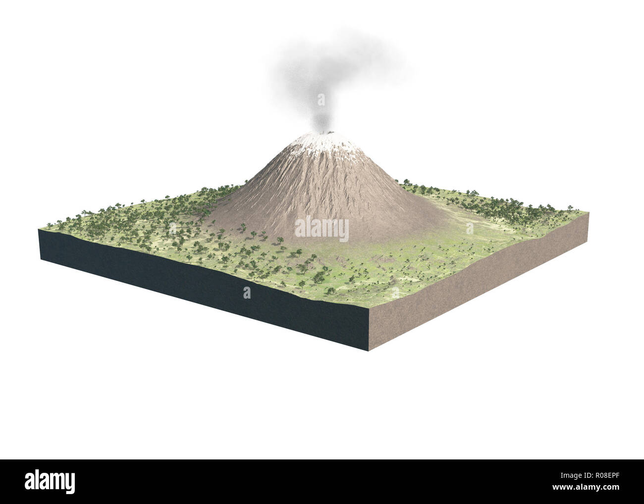 Illustrazione Digitale di parti di un vulcano Foto Stock