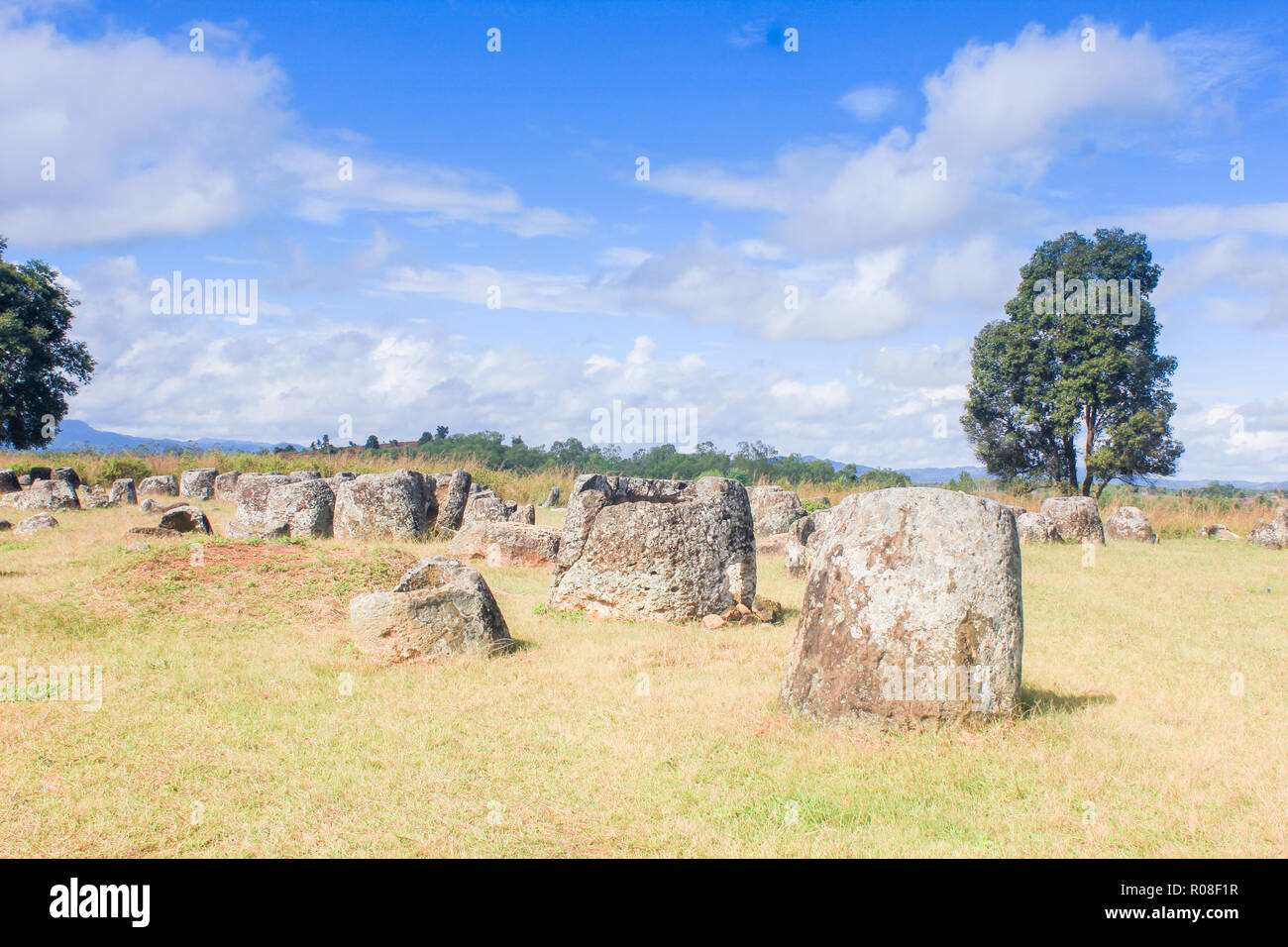 Grande pianura di vasi in pietra in Xiengkhouang, Laos Foto Stock