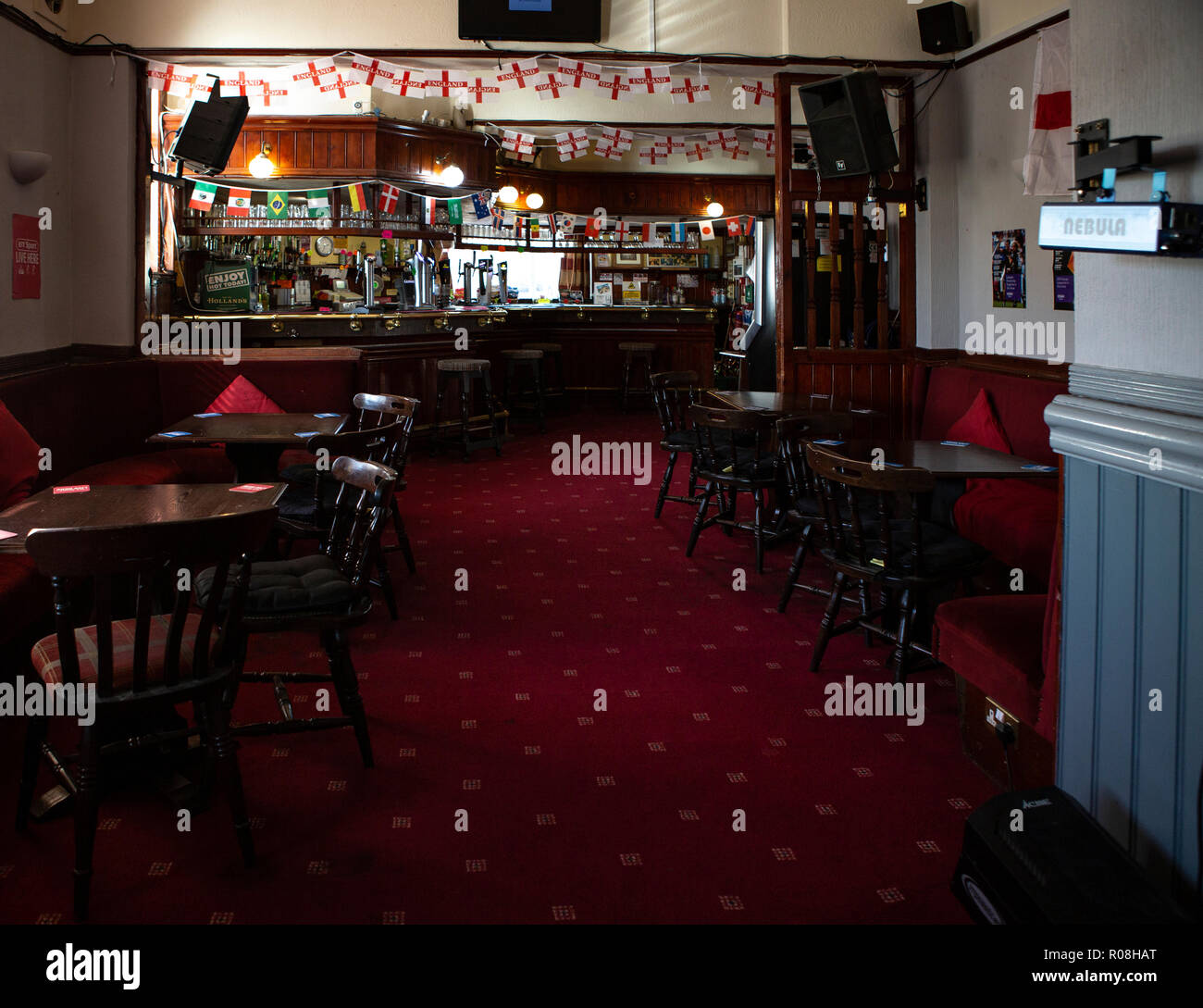 The Lion Hotel, Blackburn. Una vecchia casa pubblica in pietra marrone. Foto Stock