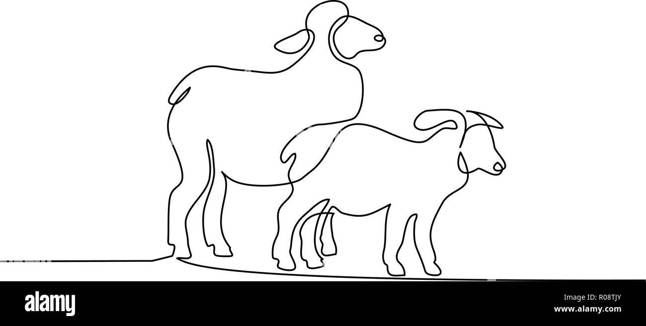 Continuo di un disegno della linea. Pecore in stile moderno e minimalista. Illustrazione Vettoriale Illustrazione Vettoriale