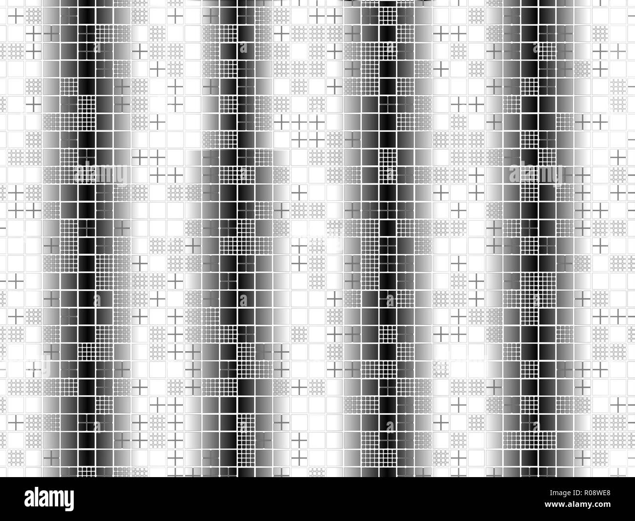 Pubblicità astratta, vetrate in bianco e nero, geometriche architettura design Foto Stock