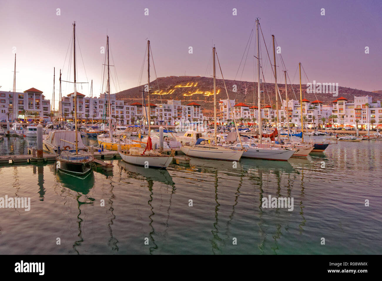 Marina di Agadir in Marocco meridionale, Souss-Massa Provincia, Nord Africa Occidentale. Foto Stock