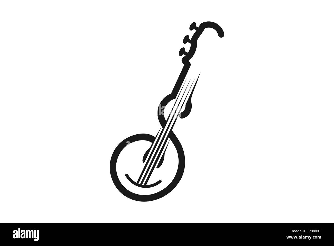 Lettera S chitarra e strumento musicale logo design ispirazione Illustrazione Vettoriale