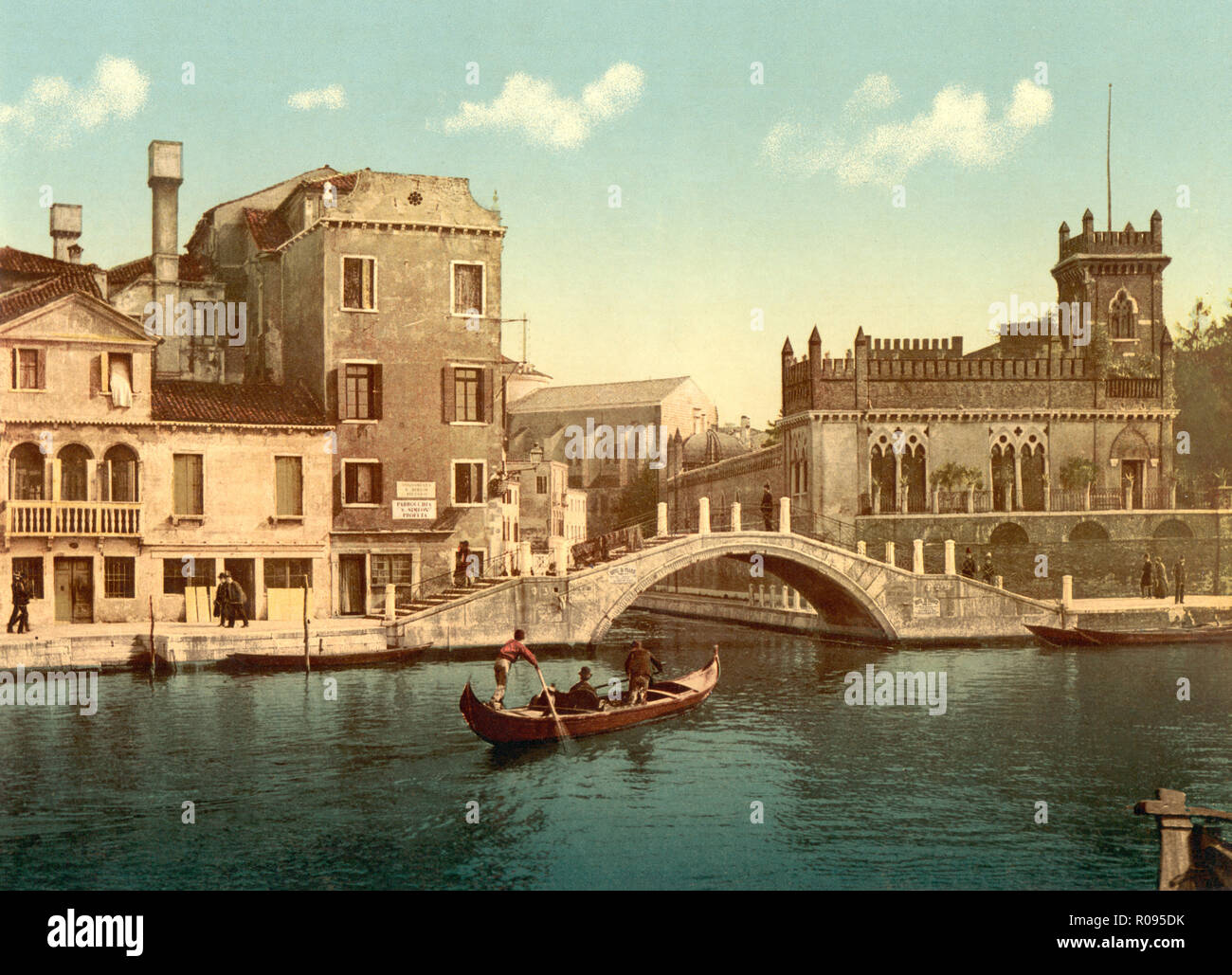 Ponte e Canal, Venezia, Italia, Photochrome Stampa, Detroit Publishing Company, 1900 Foto Stock