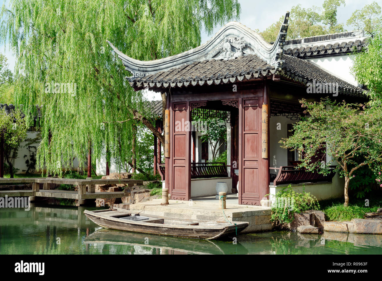 Giardino di Suzhou, architettura tradizionale Foto Stock