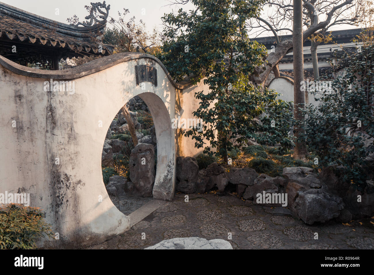 Giardino di Suzhou, architettura tradizionale Foto Stock