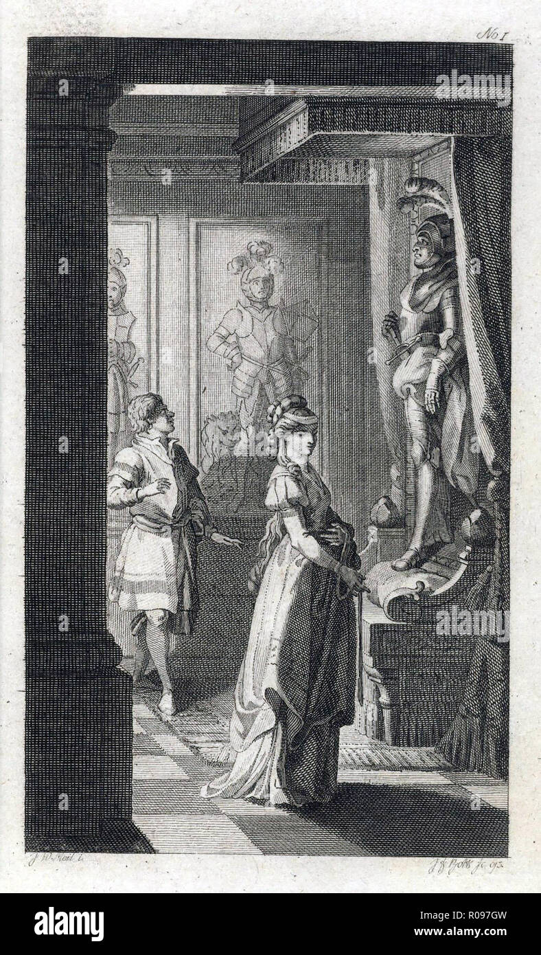 Il CASTELLO DI OTRANTO UN 1794 incisione per una edizione tedesca del 1764 romanzo di Horace Walpole Foto Stock
