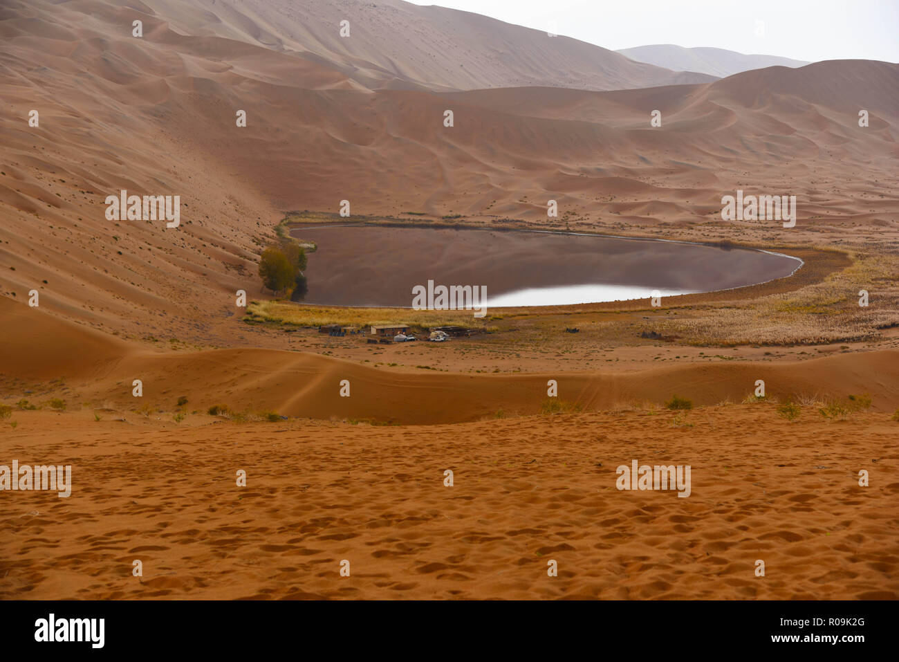 Araxan. Xviii oct, 2018. Foto realizzata il 18 ottobre 2018 illustra un lago in Badain Jaran deserto, la Cina è il terzo più grande deserto, nel nord della Cina di Mongolia Interna Regione Autonoma. Credito: Li Renhu/Xinhua/Alamy Live News Foto Stock