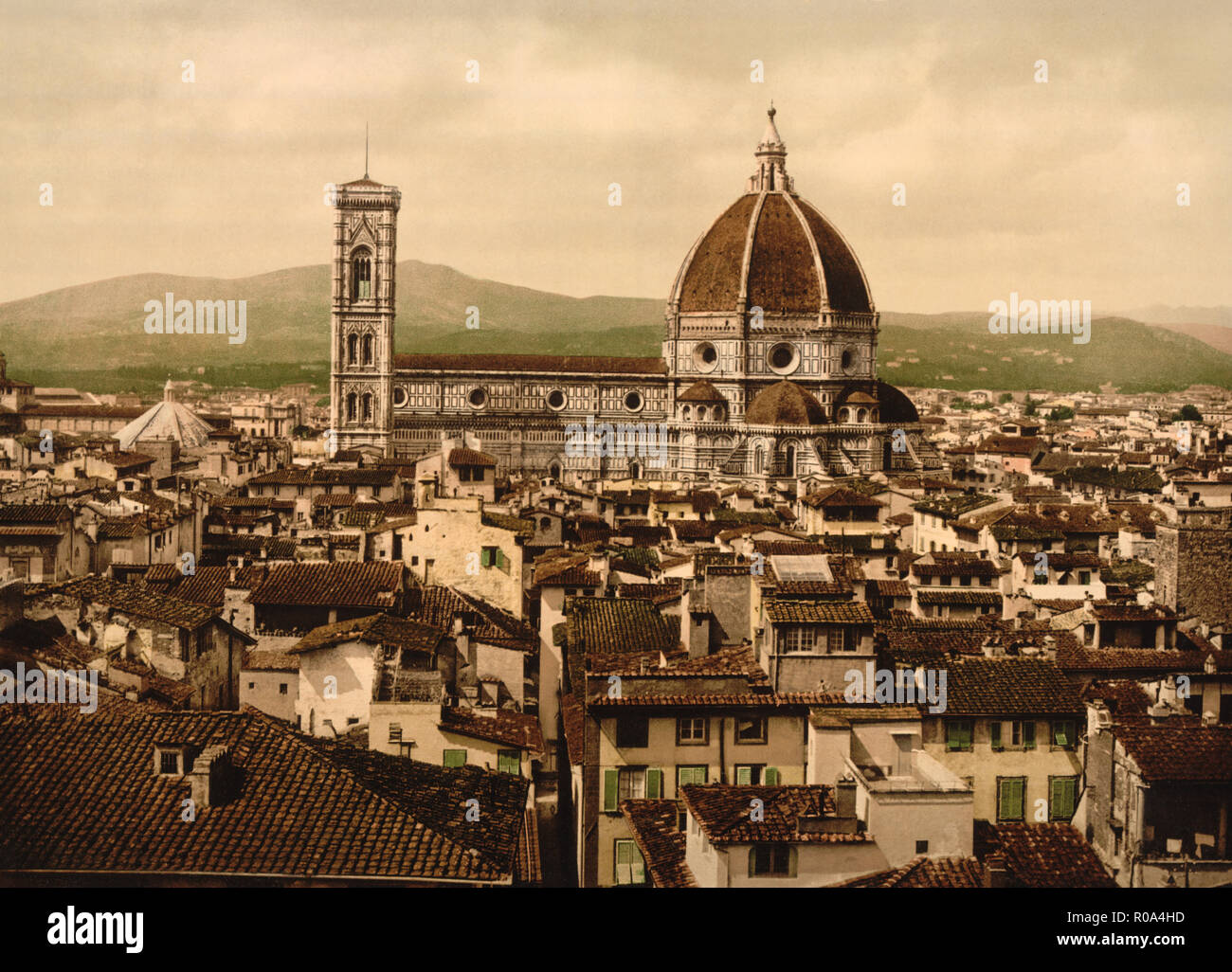 Cattedrale, Vista panoramica dal Palazzo Vecchio, Firenze, Italia, Photochrome Stampa, Detroit Publishing Company, 1900 Foto Stock