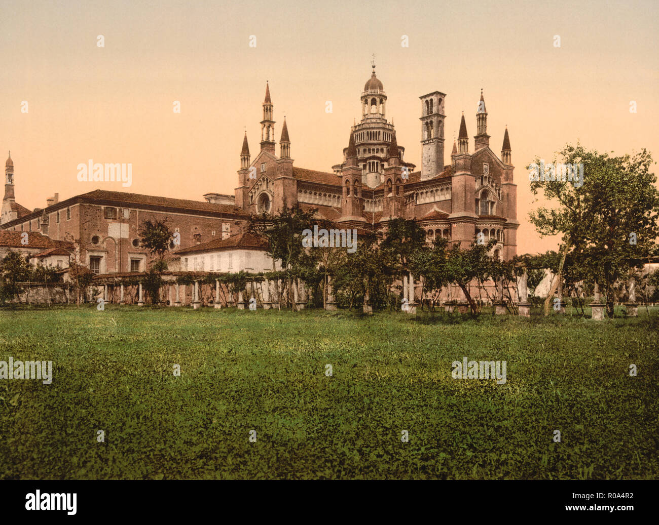 Certosa di Pavia, Retro, Milano, Italia, Photochrome Stampa, Detroit Publishing Company, 1900 Foto Stock