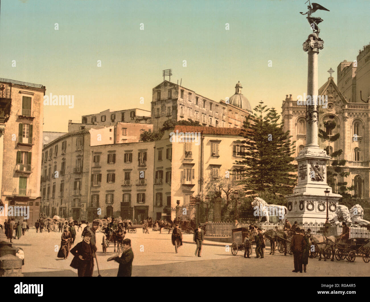 Piazza dei Martiri, Napoli, Italia, Photochrome Stampa, Detroit Publishing Company, 1900 Foto Stock