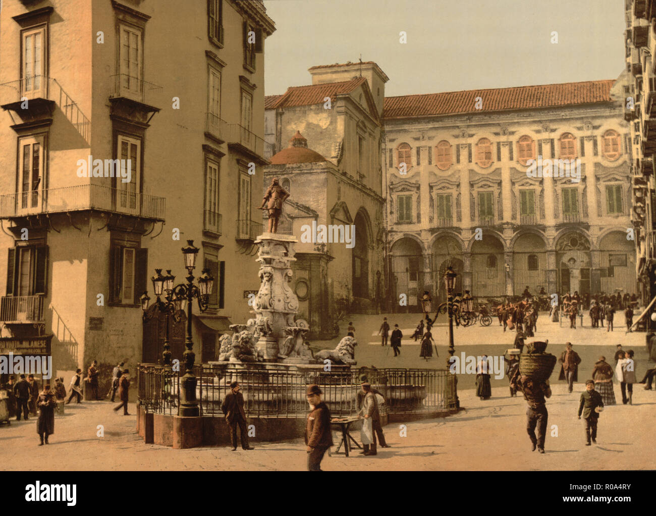 Piazzetta Monteoliveto, Napoli, Italia, Photochrome Stampa, Detroit Publishing Company, 1900 Foto Stock