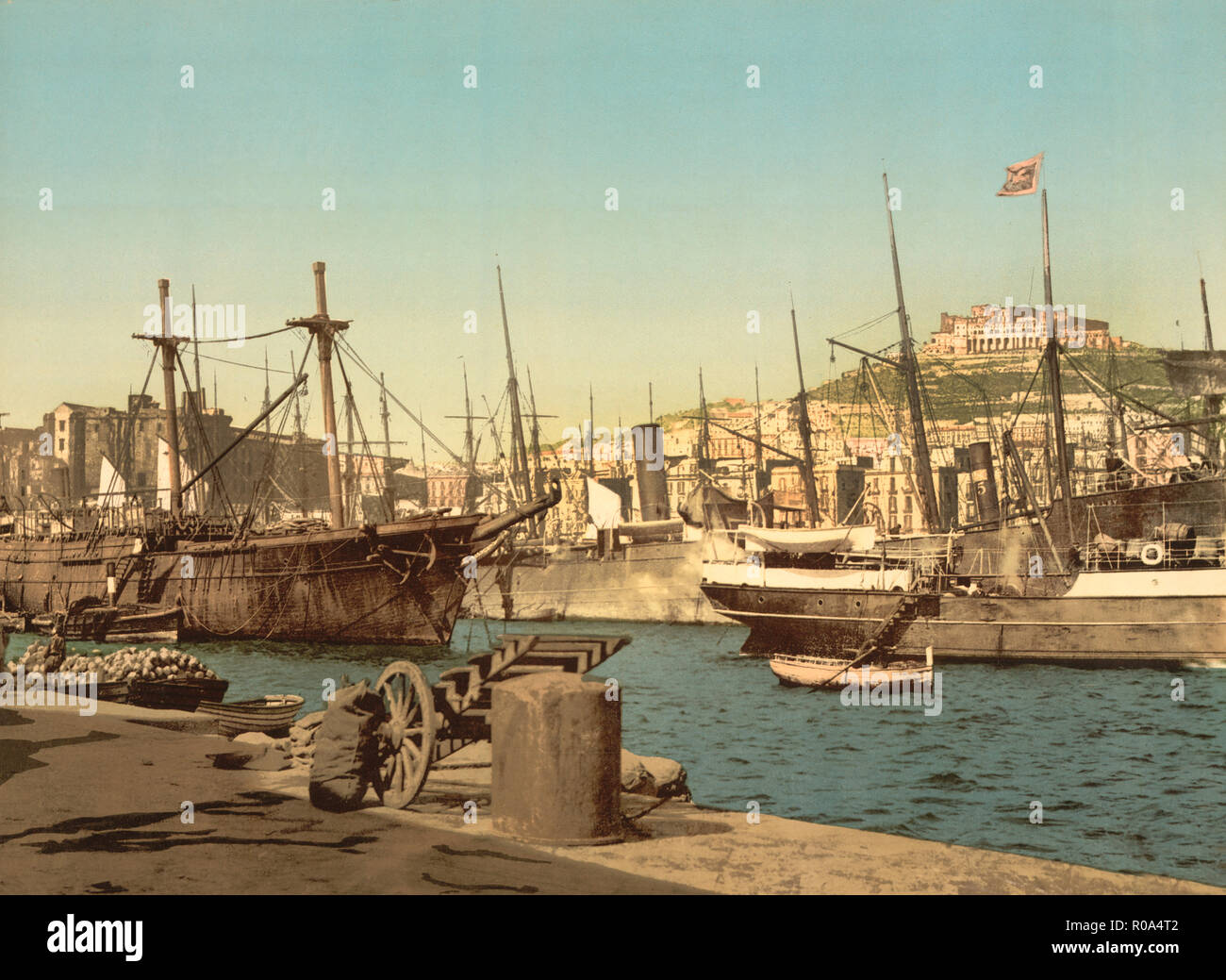 Le navi in porto, Napoli, Italia, Photochrome Stampa, Detroit Publishing Company, 1900 Foto Stock