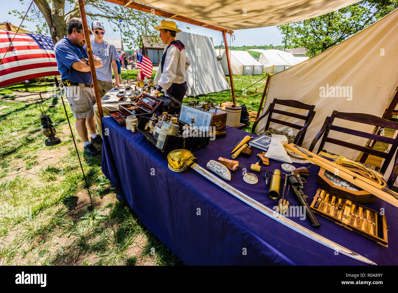 La guerra civile accampamento navale Mystic Seaport   Mystic, Connecticut, Stati Uniti d'America Foto Stock