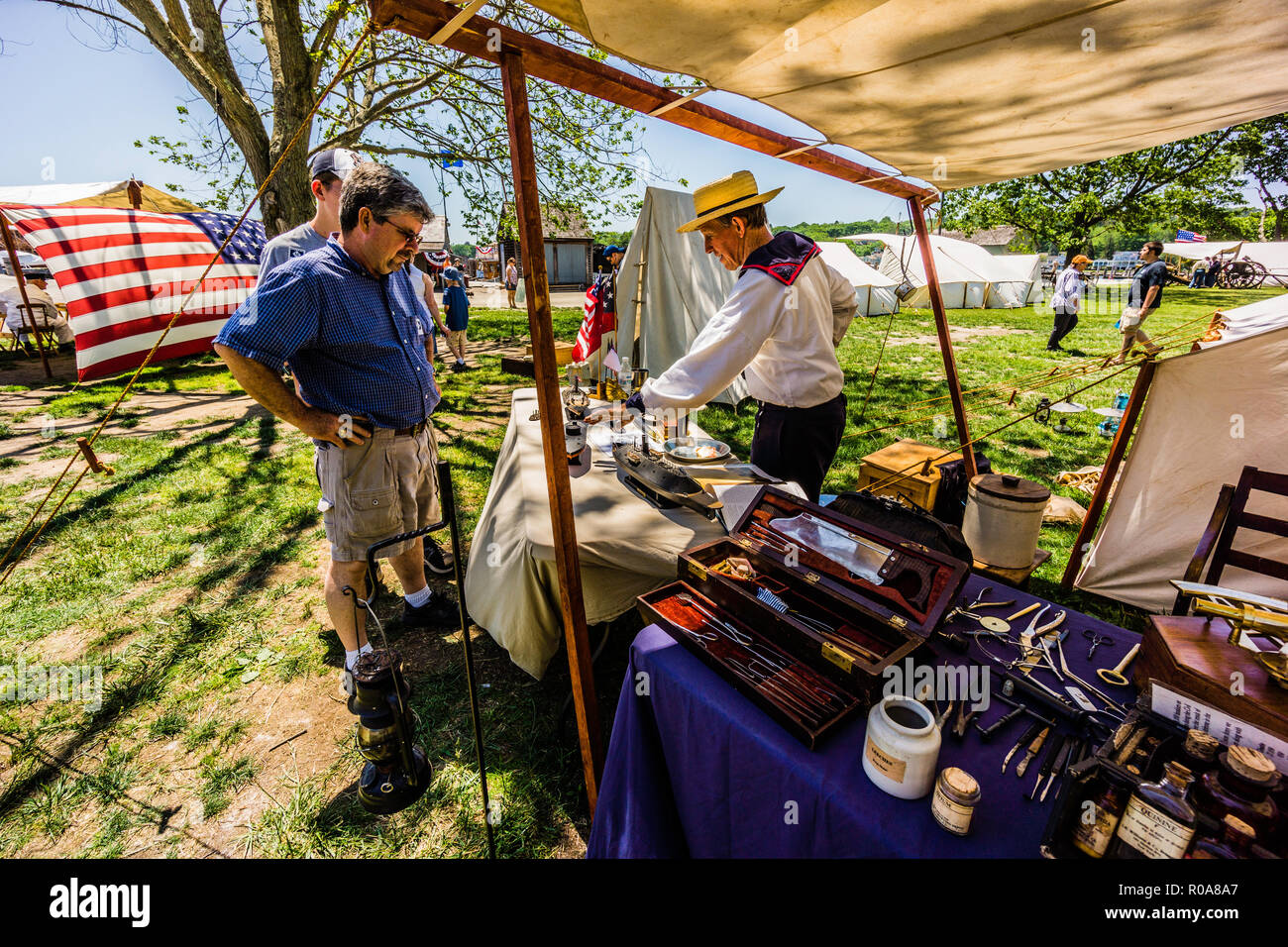 La guerra civile accampamento navale Mystic Seaport   Mystic, Connecticut, Stati Uniti d'America Foto Stock