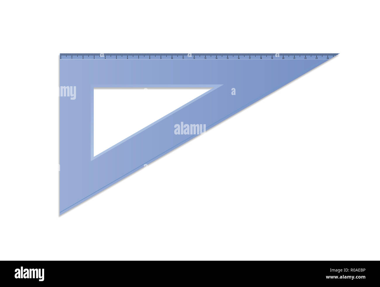 Illustrazione Digitale di un azzurro righello di plastica isolato Foto Stock