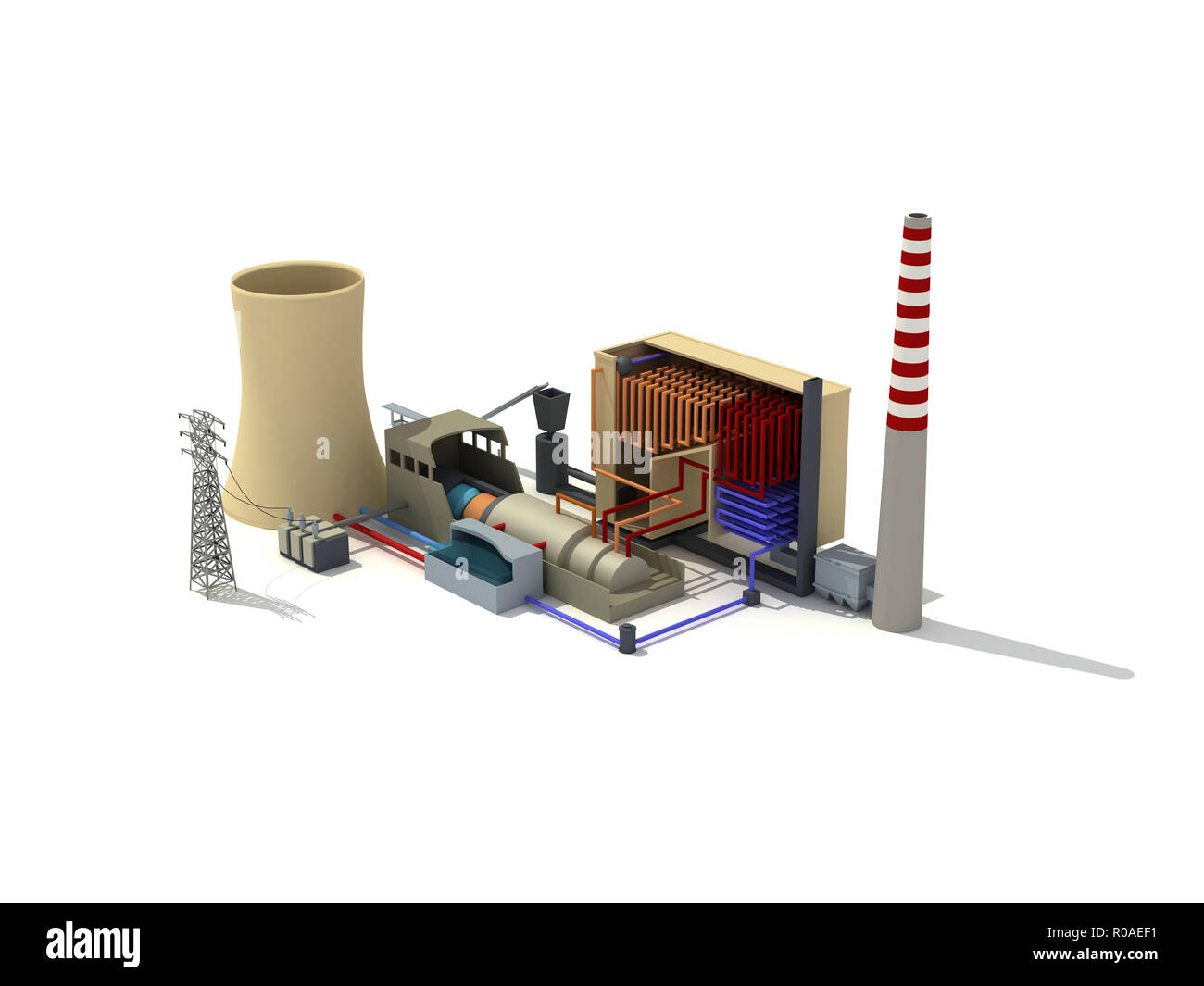 3D rendering illustrazione di una centrale termica Foto Stock