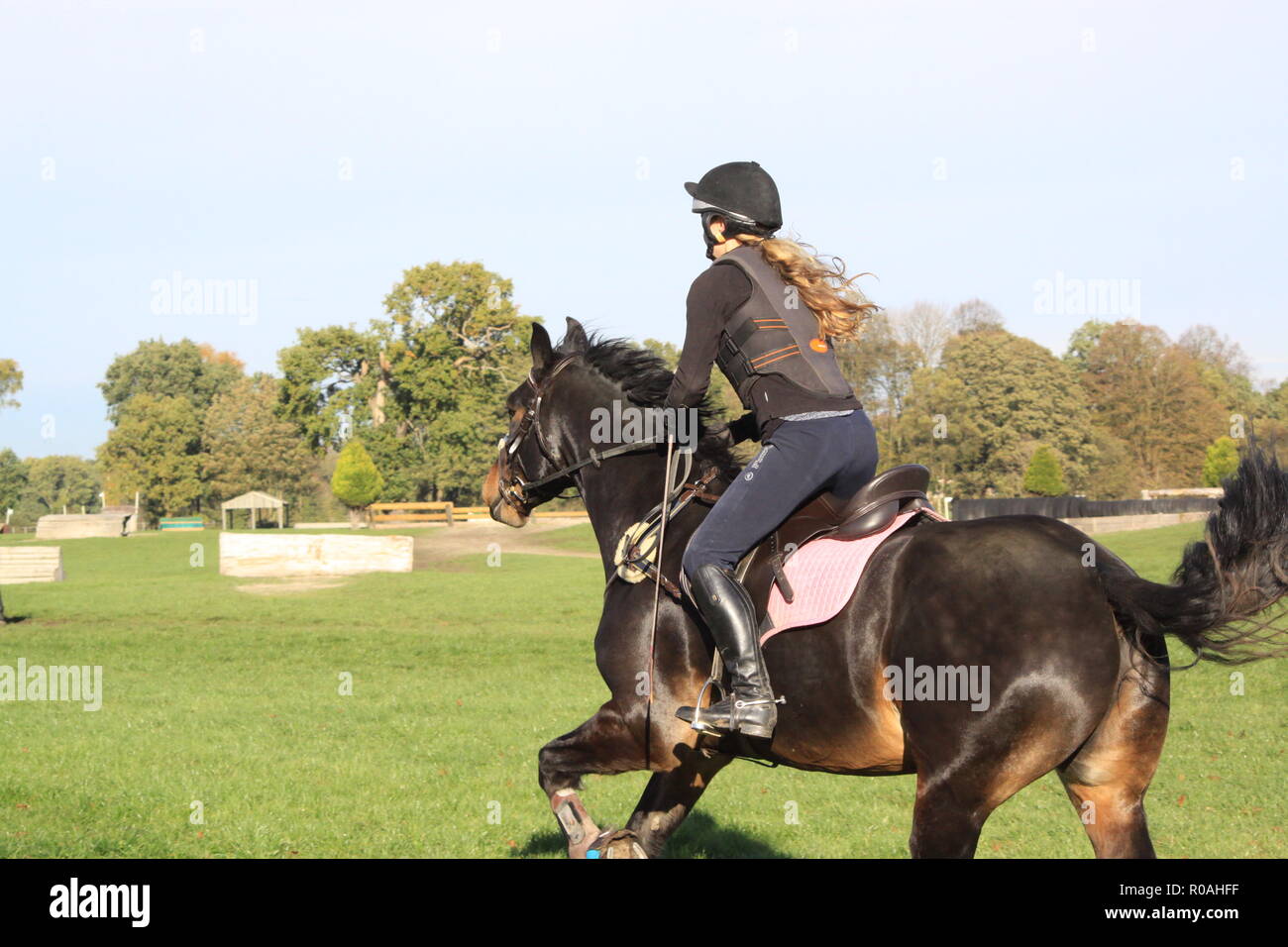Cross country xc formazione scolastica somerford park farm horse rider Foto Stock