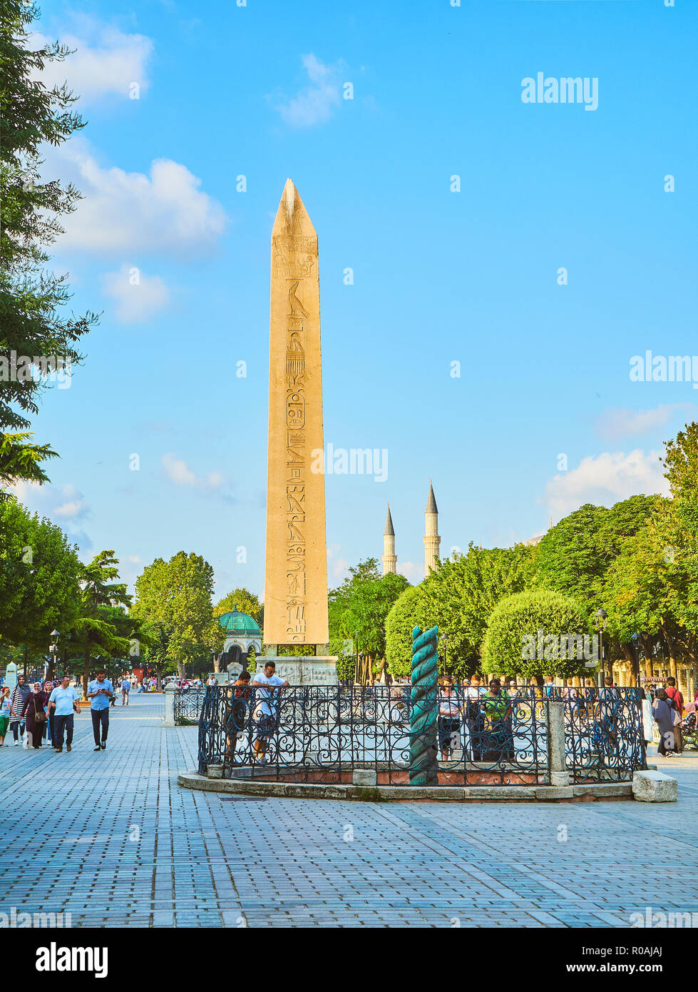 L'obelisco di Teodosio, un antico obelisco egiziano nell'Ippodromo di Costantinopoli. Istanbul, Turchia. Foto Stock