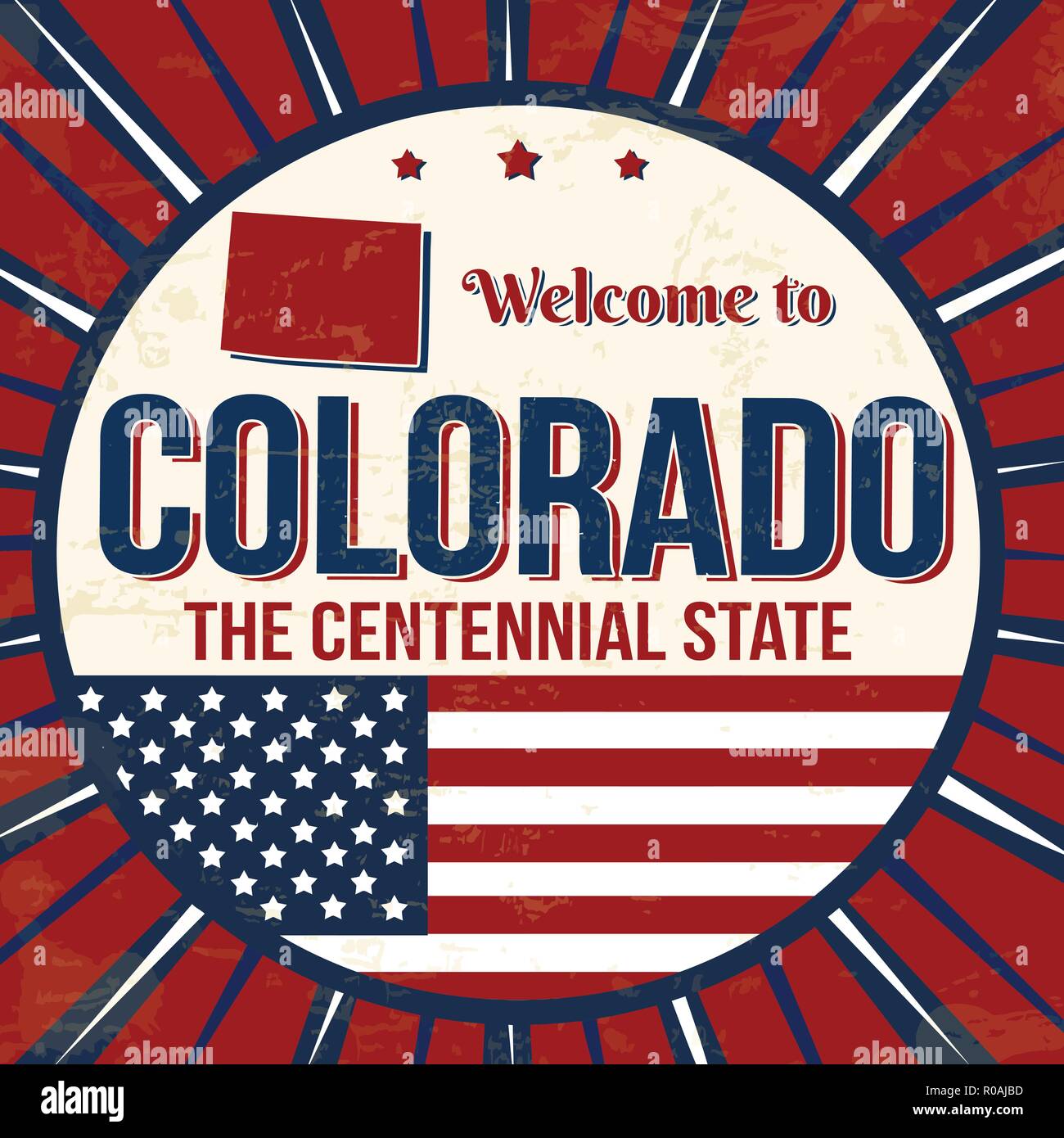 Benvenuto a Colorado vintage poster grunge, vettoriale Illustrator Illustrazione Vettoriale