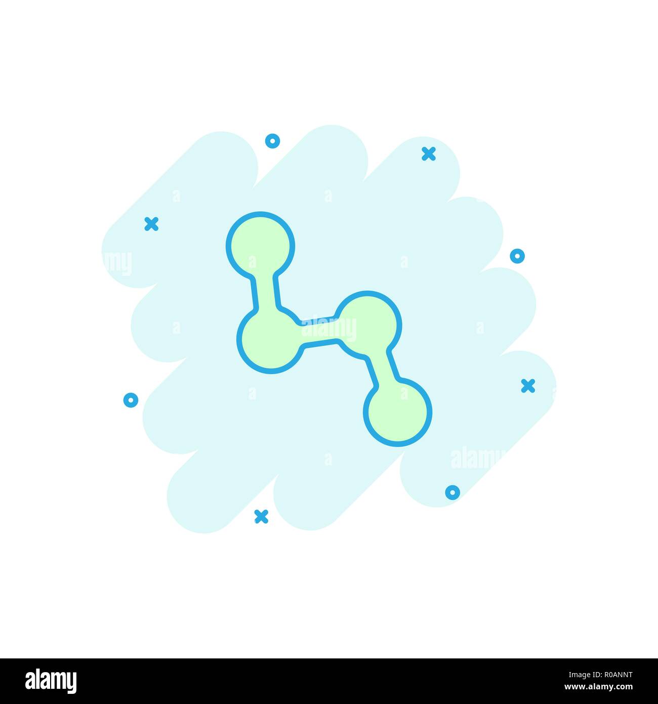 Il vettore di DNA cartoon icona in stile fumetto. Medecine molecola concetto illustrazione pittogramma. Il Dna di business effetto splash concept. Illustrazione Vettoriale