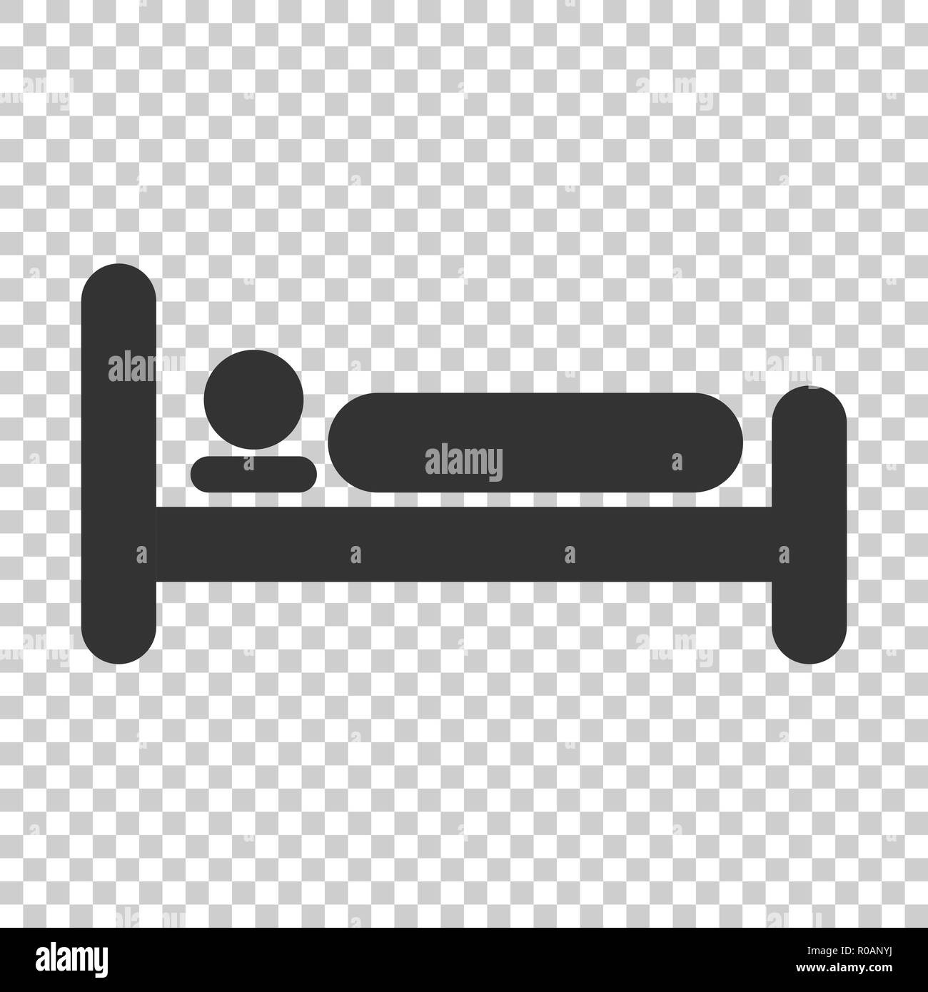 L'icona del letto in stile appartamento. Camera da letto Sleep illustrazione vettoriale su sfondo isolato. Rilassatevi divano concetto aziendale. Illustrazione Vettoriale