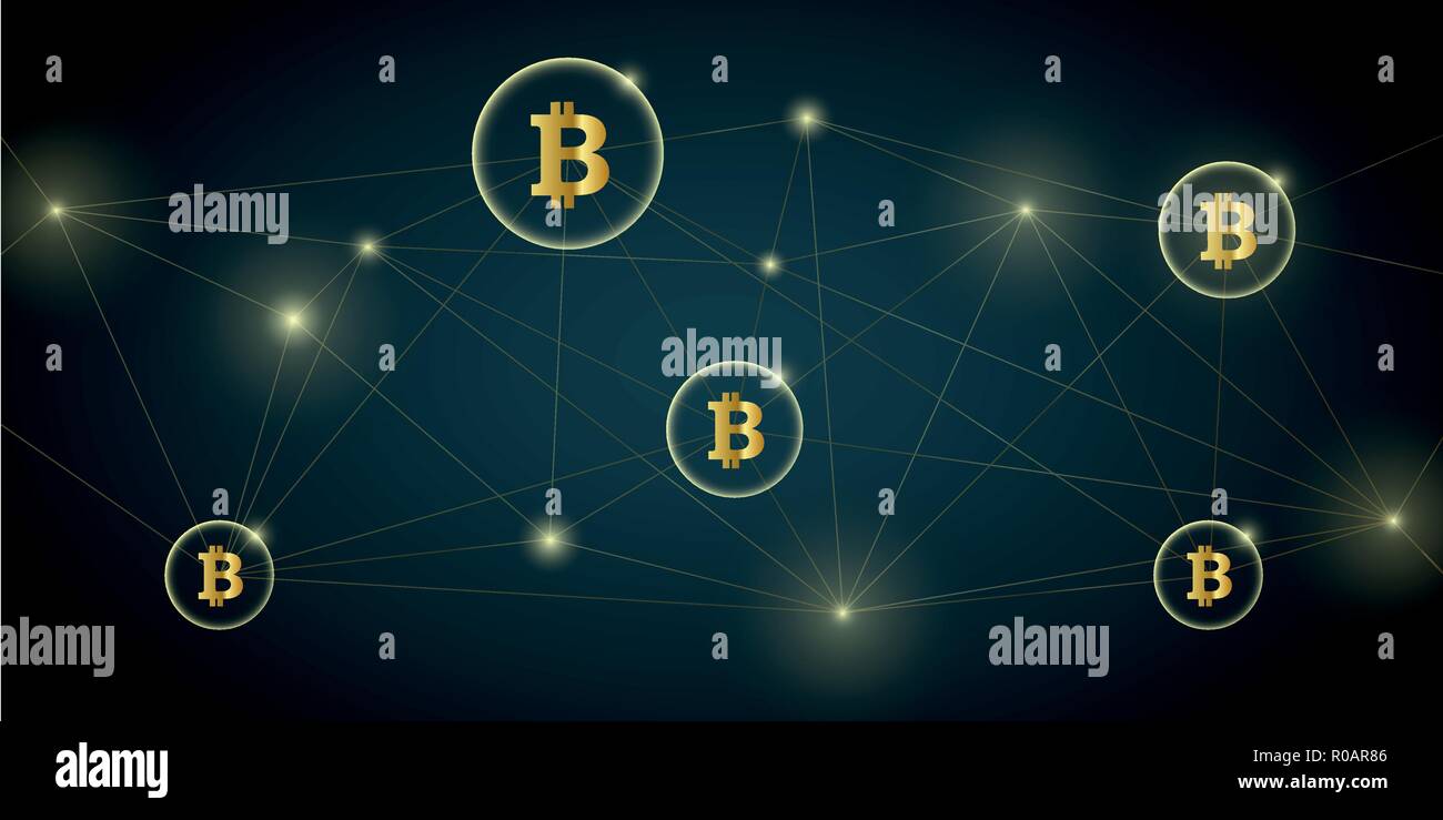 Bitcoin digitale rete valuta crypto illustrazione vettoriale EPS10 Illustrazione Vettoriale