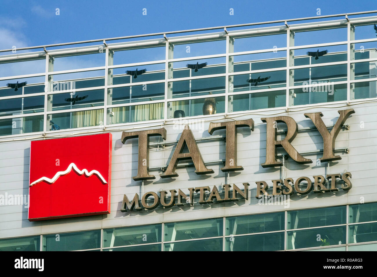 Tatry mountain resort logo, segno, Bratislava, Slovacchia, Europa Foto Stock