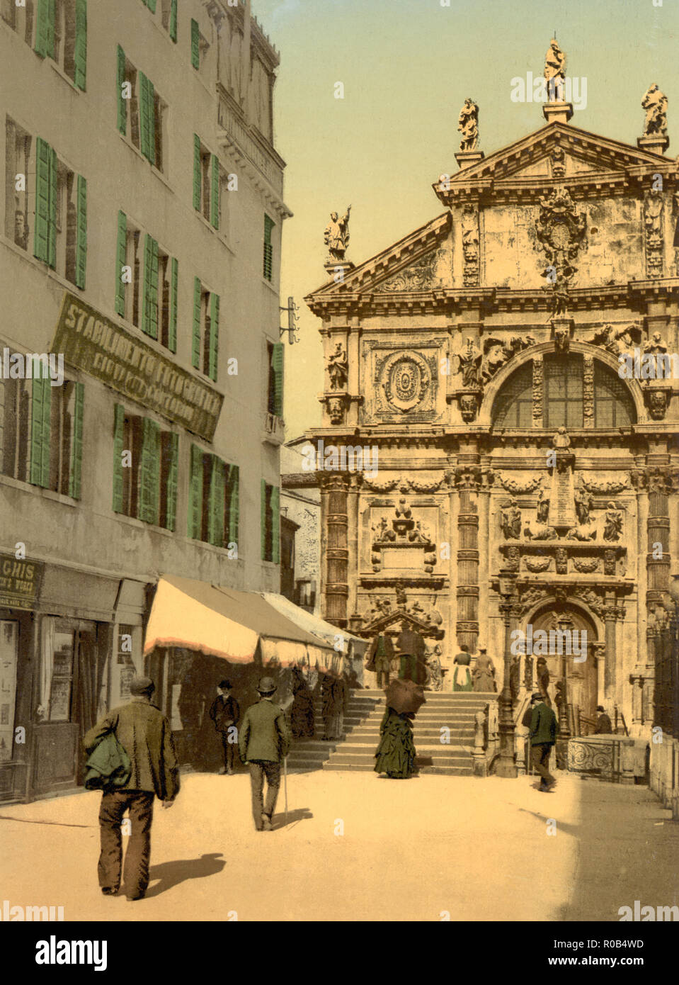 Chiesa di San Moise, Venezia, Italia, Photochrome Stampa, Detroit Publishing Company, 1900 Foto Stock