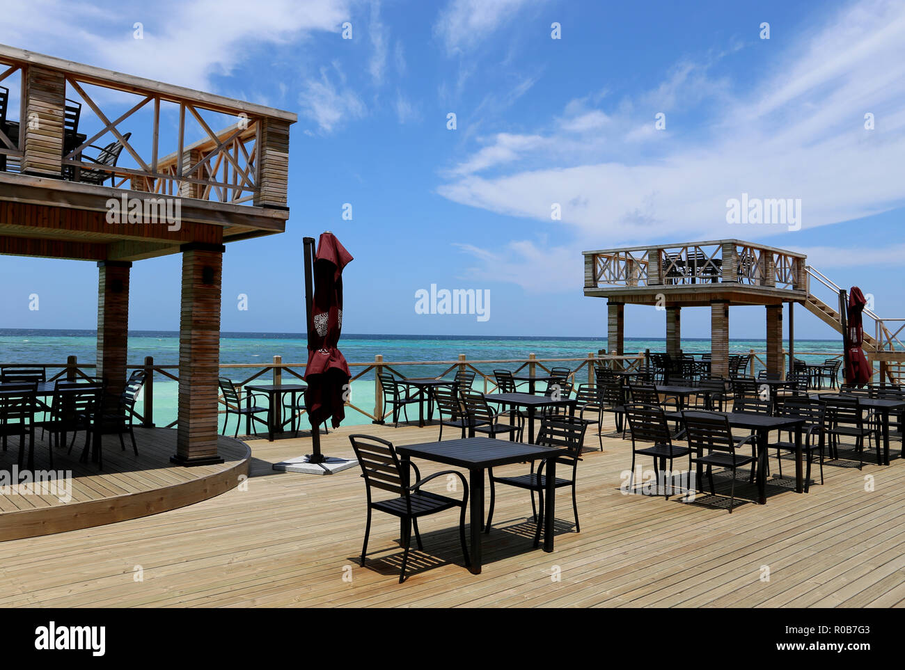 Cafe nelle Maldive Foto Stock