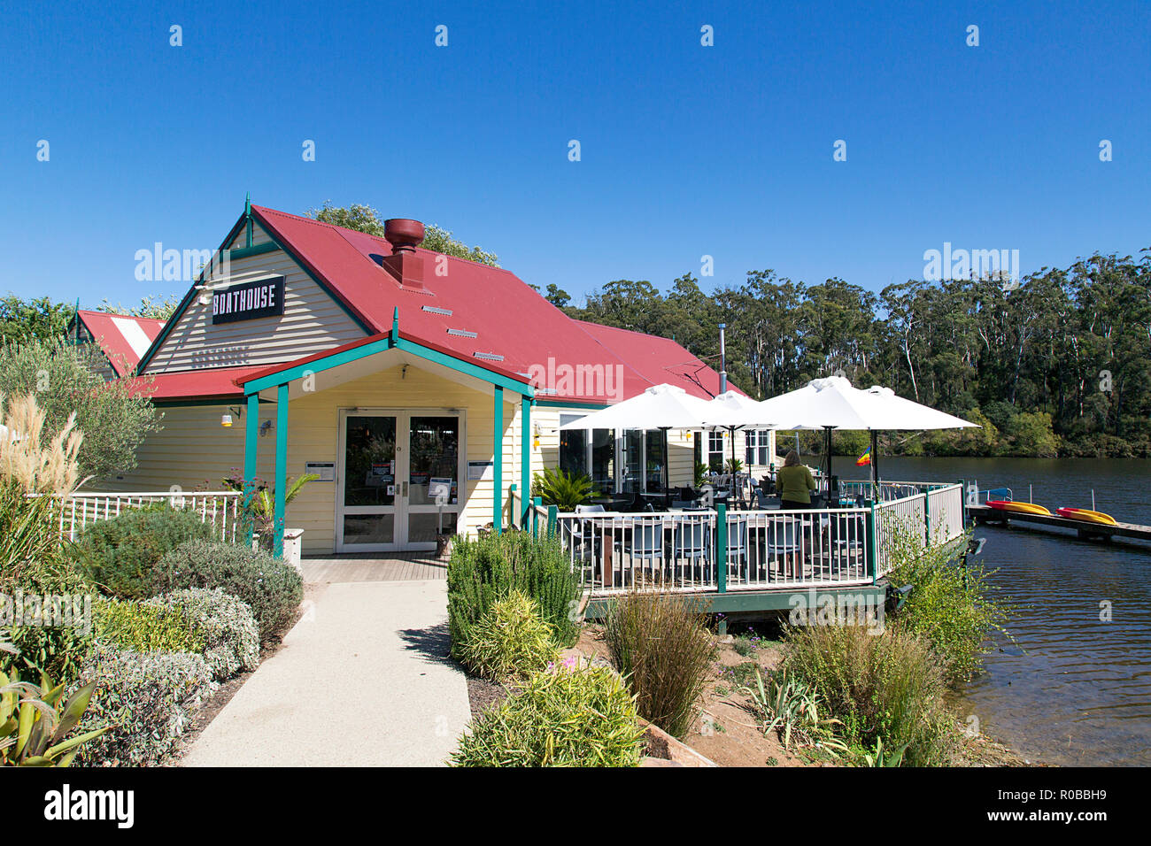 Daylesford, Australia: Marzo 23, 2018: Il Boat House il ristorante e la caffetteria in Daylesford è un famoso stabilimento di ristoro sulla . Foto Stock