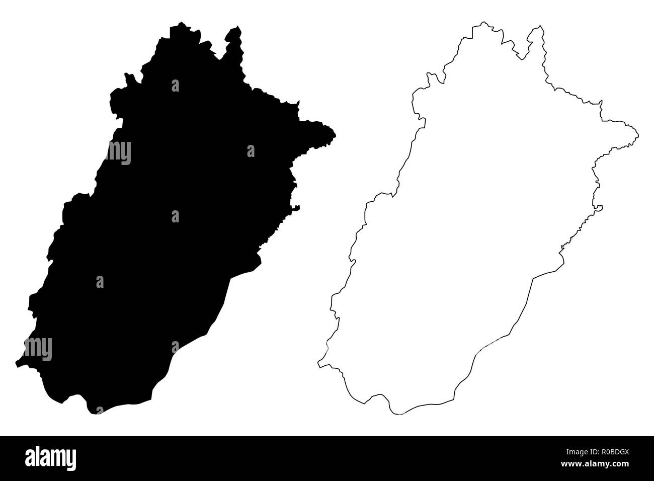 Il Punjab (provincia del Pakistan, la Repubblica islamica del Pakistan, le unità amministrative e i distretti del Pakistan) mappa illustrazione vettoriale, scribble schizzo P Illustrazione Vettoriale