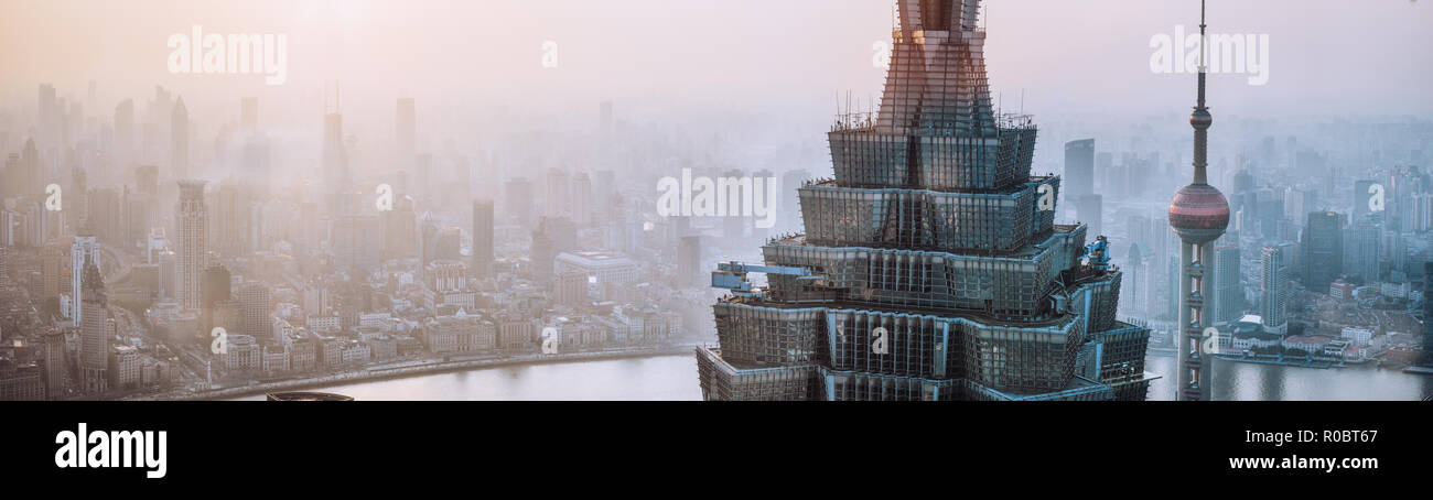 Punto di vista di alta della citta' di Shanghai. Foto Stock