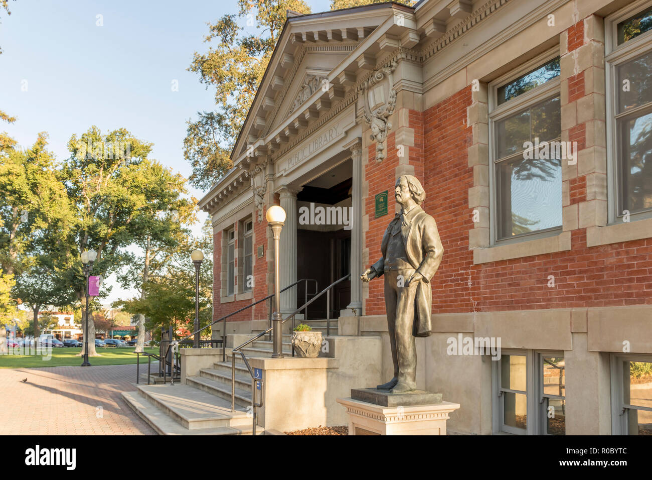 Vecchia Biblioteca Pubblica di mattoni a Paso Robles, California, Stati Uniti d'America. Foto Stock