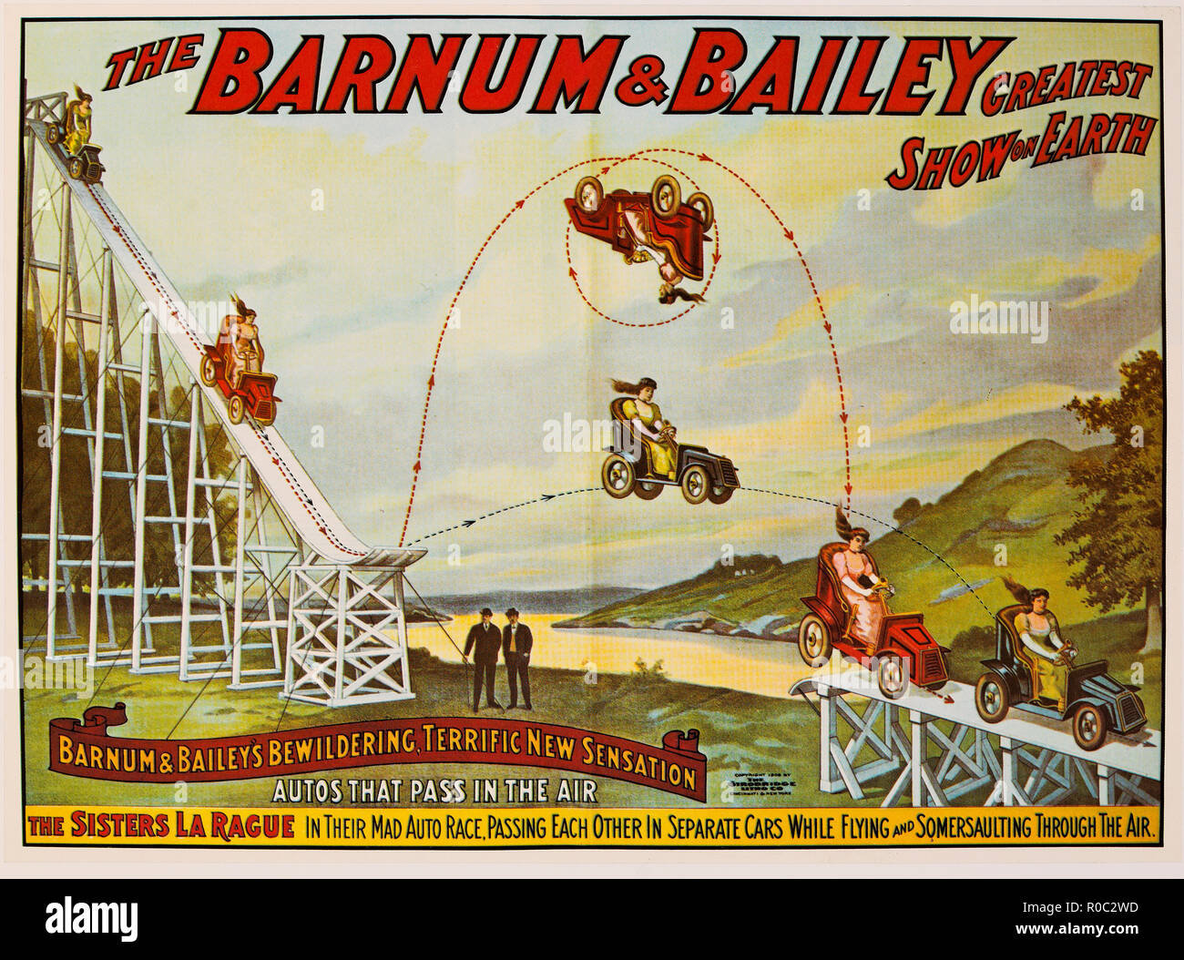 Il Barnum & Bailey più grande spettacolo sulla terra, le sorelle La Rague, poster di circo, litografia, 1908 Foto Stock