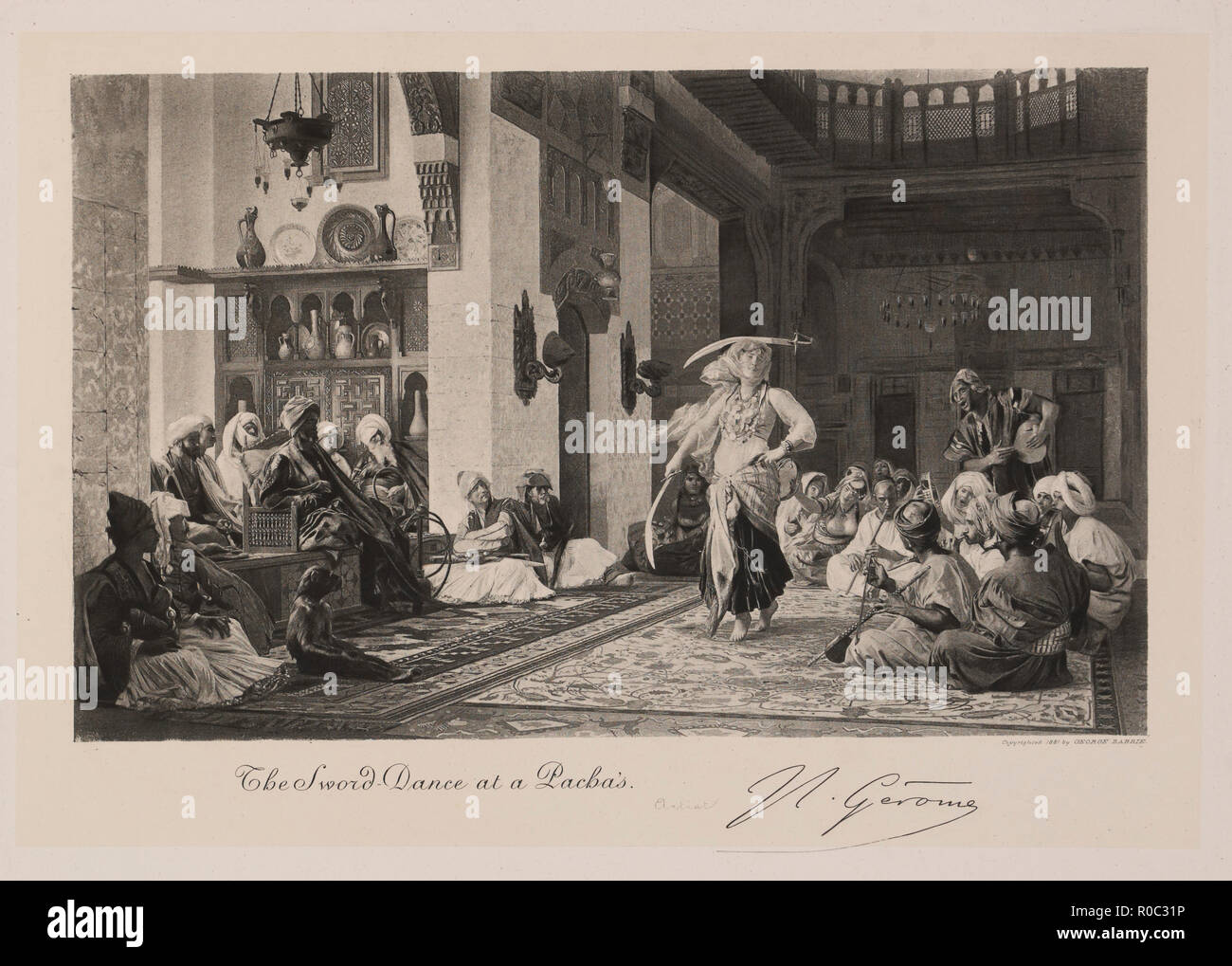 Il ballo di spada a Pacha, artista J.L. Gerome, pubblicato da George Barrie, Philadelphia, Pennsylvania, USA, 1881 Foto Stock