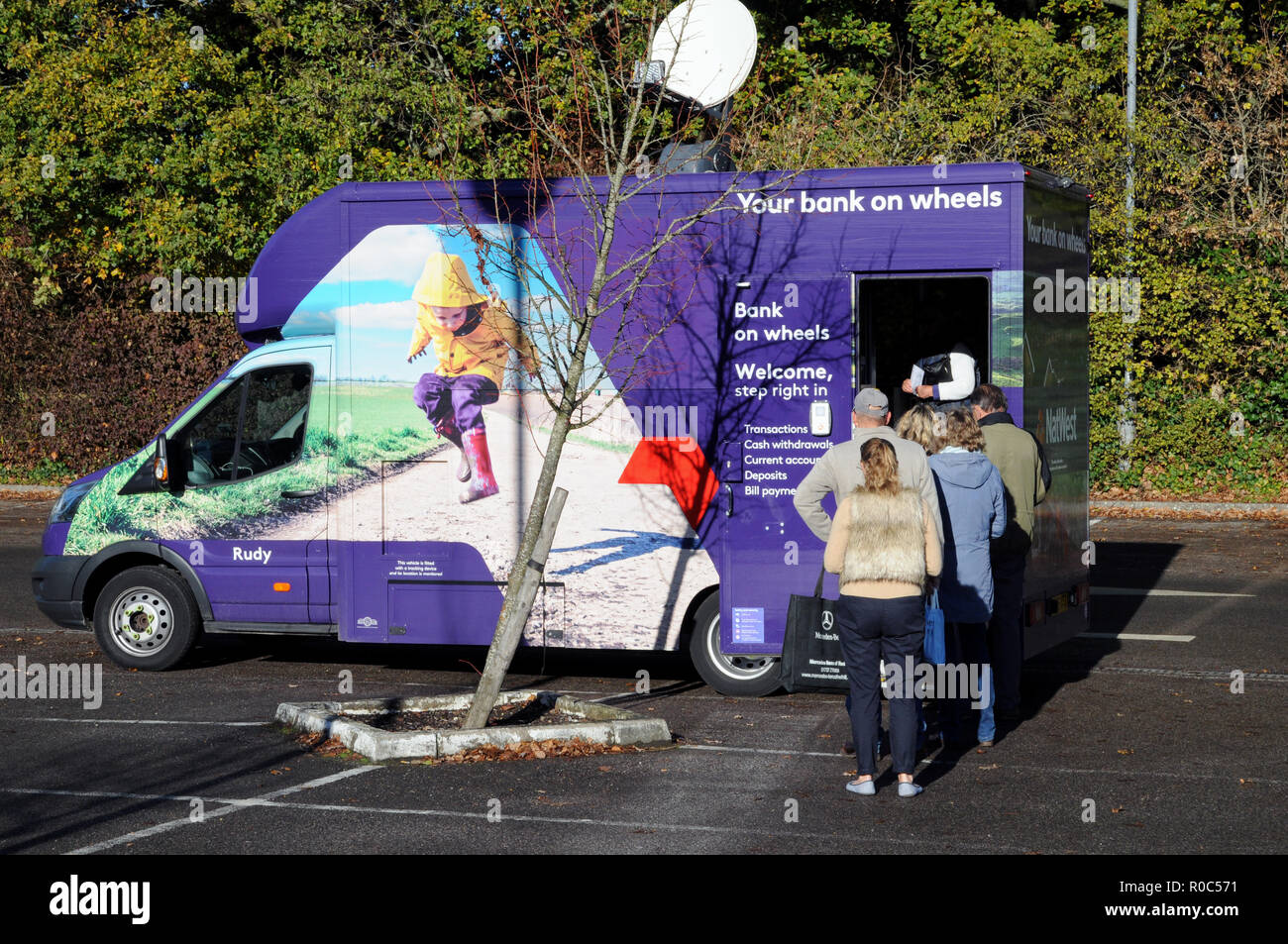 Natwest Bank la risposta per la chiusura di alcune delle sue filiali locali in East Sussex. Questo mobile banking chiamate di servizio una volta alla settimana. Foto Stock