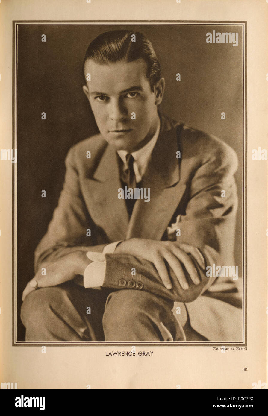 Attore Lawrence grigio, pubblicità ritratto all'interno del Nuovo Film Magazine, Maggio 1930 Foto Stock