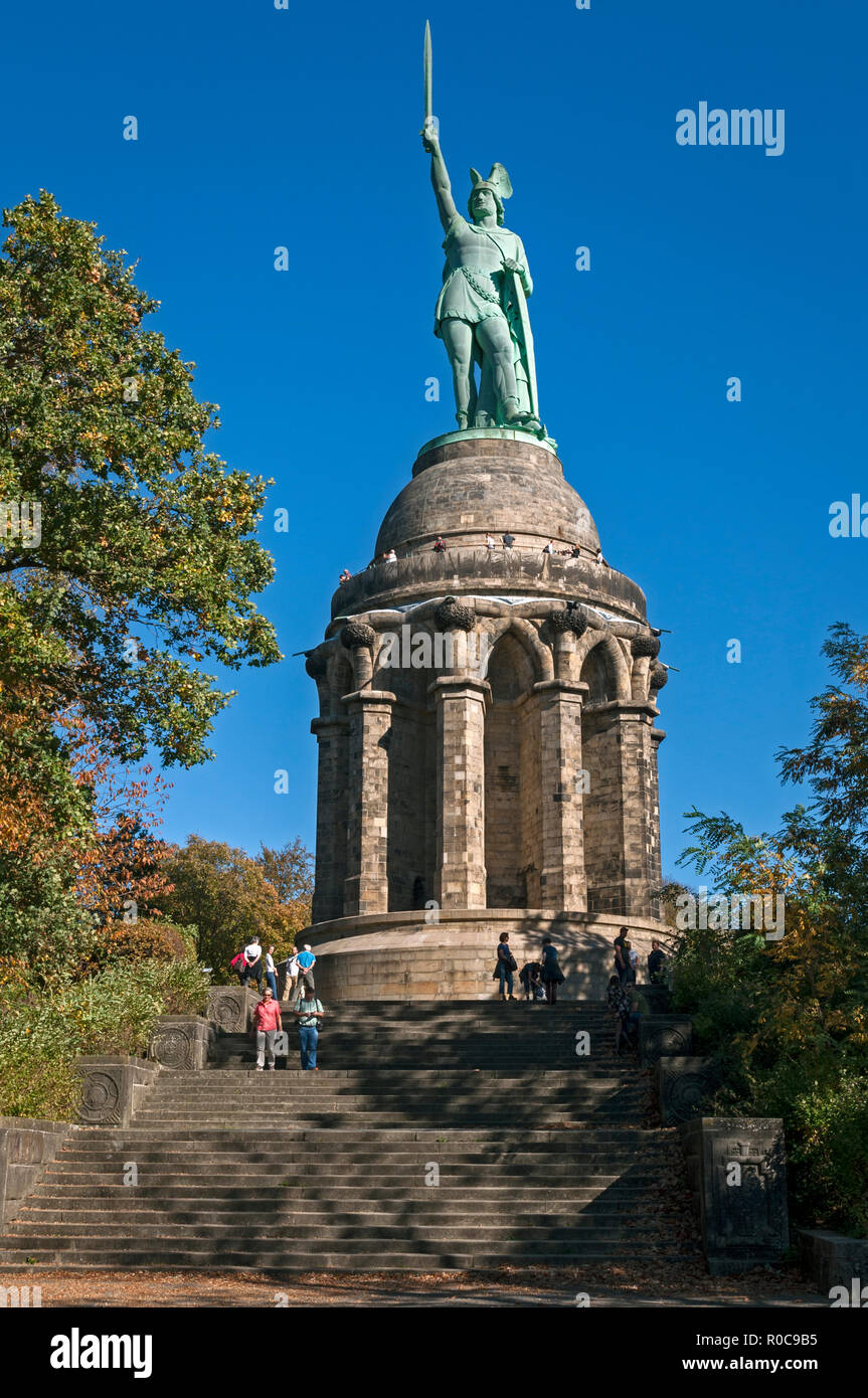 Il monumento di Hermann vicino a Detmold, Renania settentrionale-Vestfalia (Germania). Foto Stock
