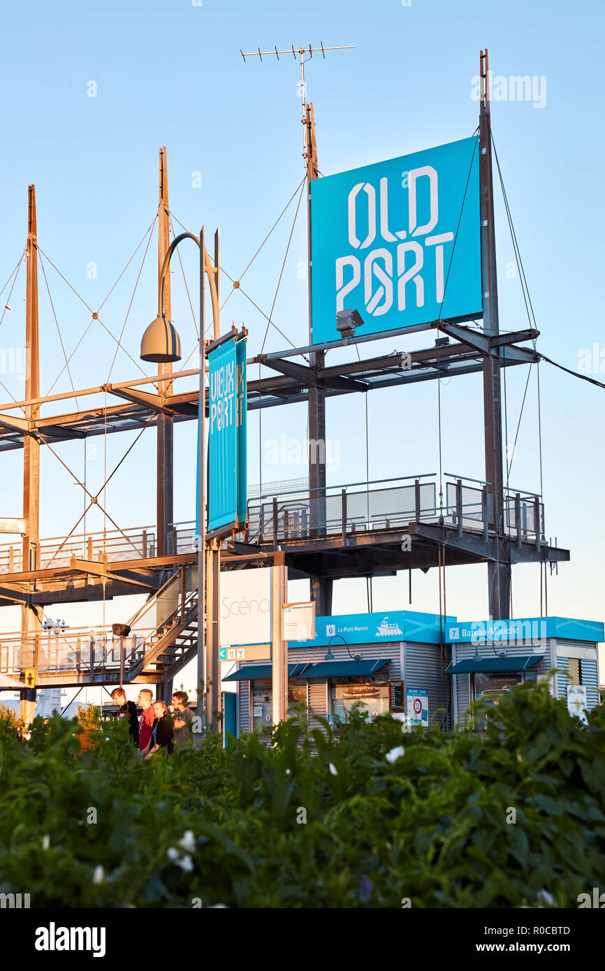 Porto Vecchio cartello nel centro cittadino di Montreal, Quebec, Canada. Foto Stock