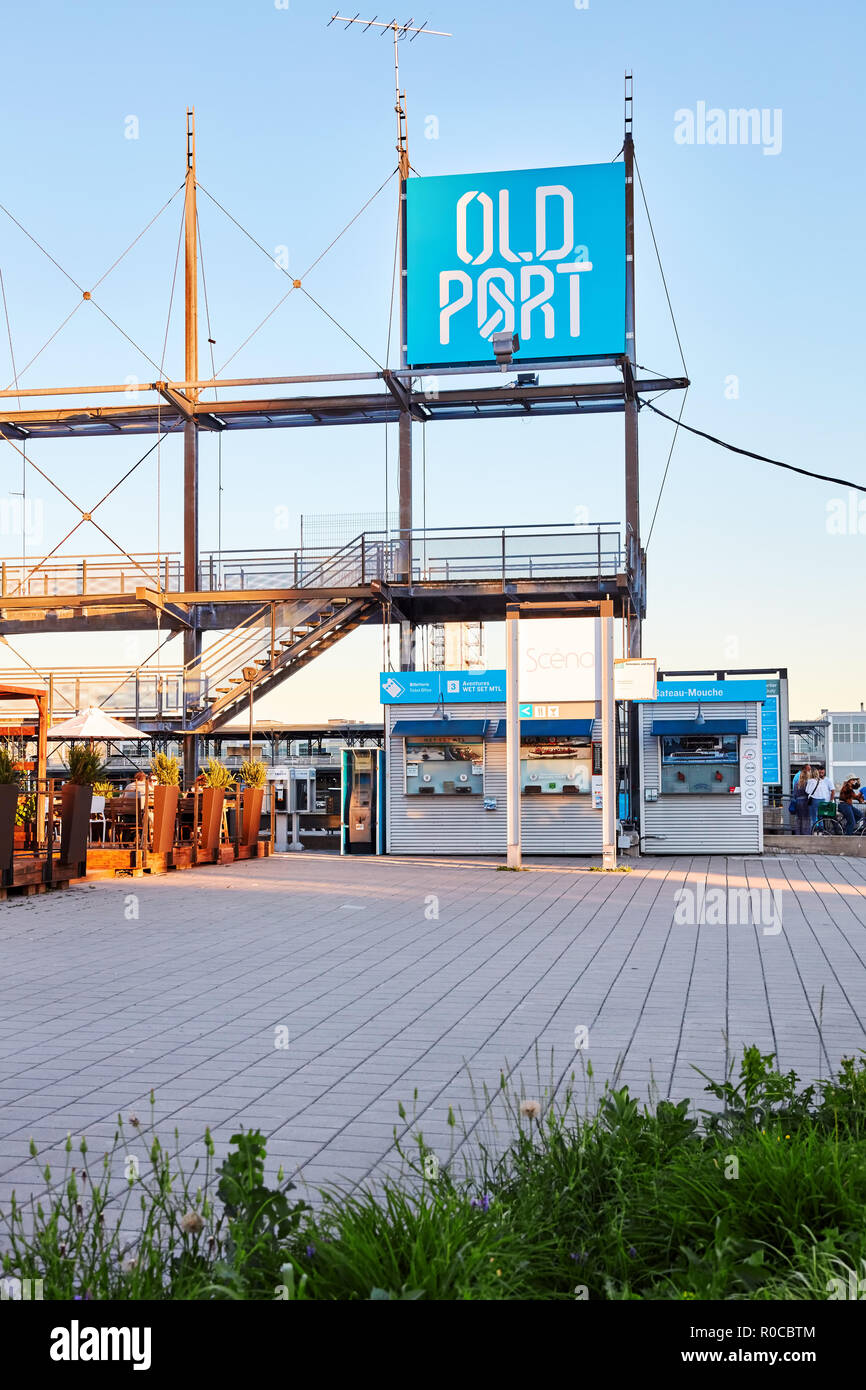 Porto Vecchio cartello nel centro cittadino di Montreal, Quebec, Canada. Foto Stock