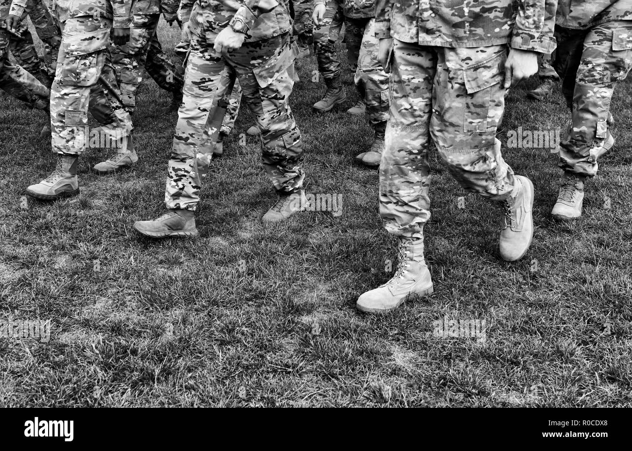 Le truppe degli Stati Uniti. I soldati USA. US Army. BW Foto Stock