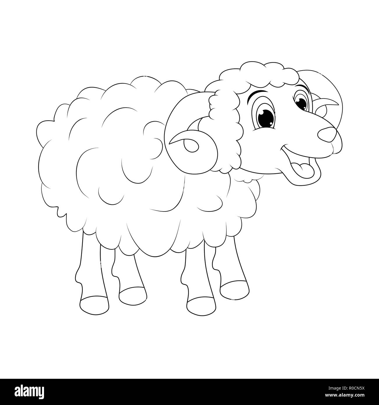 Cartoon outline design ram isolati su sfondo bianco Illustrazione Vettoriale