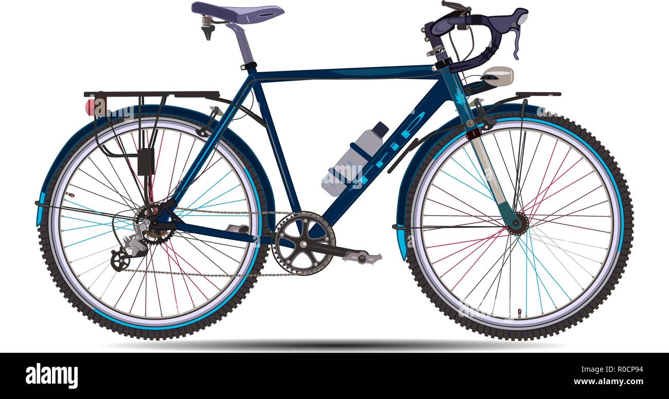 Illustrazione Vettoriale di touring bike in uno stile piatto Illustrazione Vettoriale