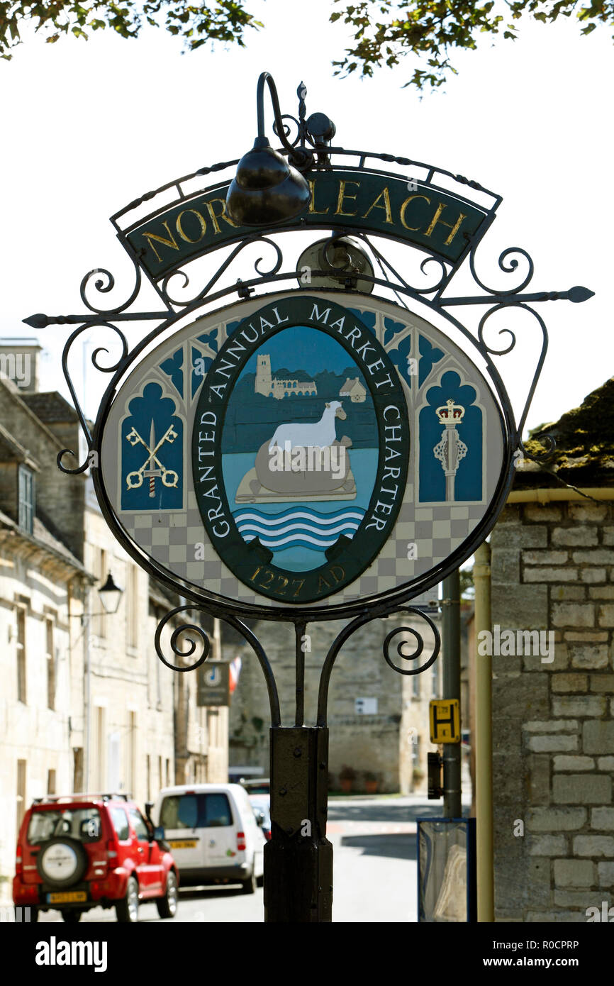 Città Northleach segno. Foto Stock