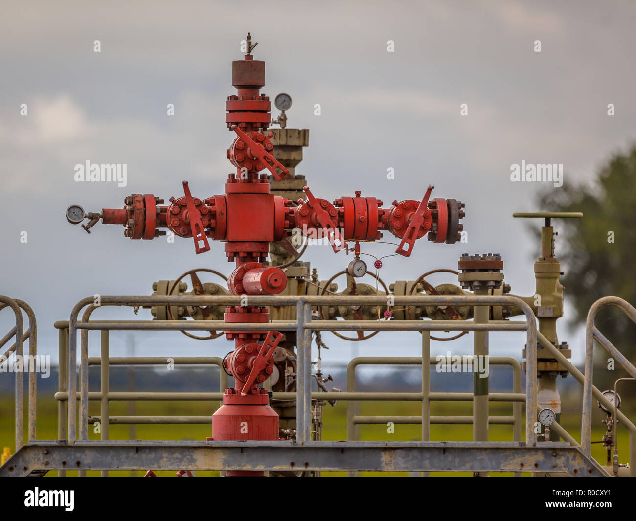 Testa pozzo di un gas stazione di campo nei Paesi Bassi Foto Stock