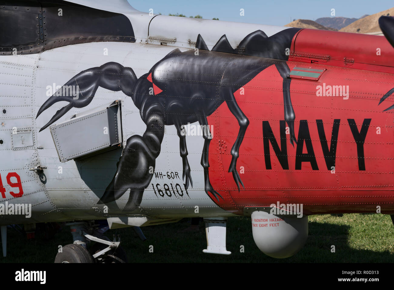 Los Angeles, California USA 3 NOV 2018 Navy elicottero da HSM-49 sporting fancy opera d'arte presso la American Airshow degli eroi di Los Angeles Credito: Chester marrone/Alamy Live News Foto Stock