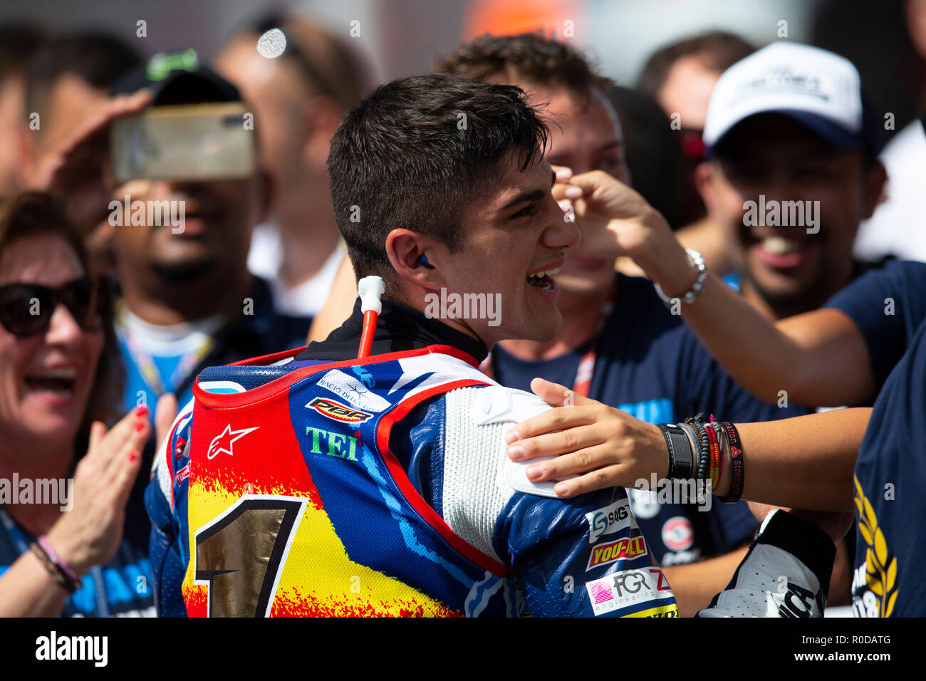 Sepang International Circuit di Sepang, in Malesia. 4 Novembre, 2018. MotoGP della Malesia, il giorno della gara; del Conca GRESINI Moto4 pilota Jorge Martin vince la Moto3 in gara per diventare moto3 campione del mondo Credito: Azione Sport Plus/Alamy Live News Foto Stock