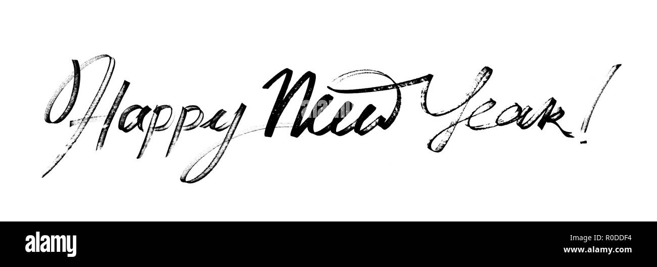 Felice anno nuovo - Moderna calligrafia, disegnati a mano pennarello scritte Foto Stock
