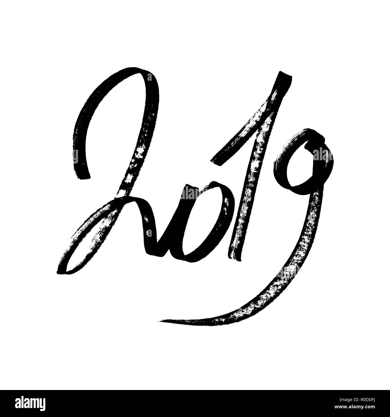 2019 - moderna calligrafia, disegnati a mano pennarello scritte Foto Stock